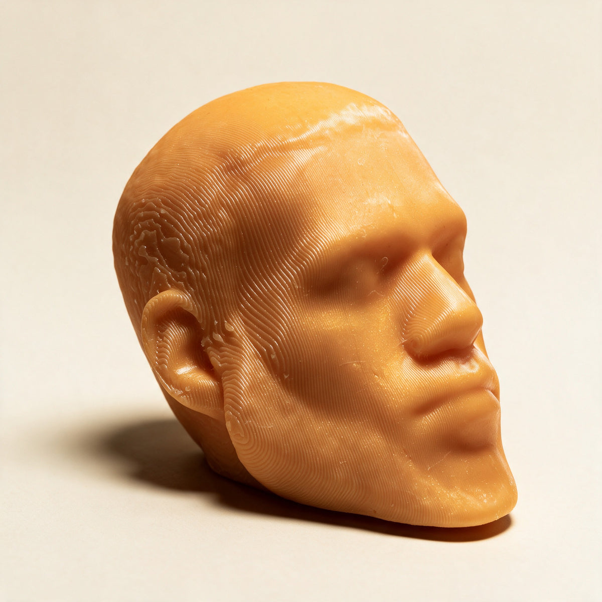 LeSoap Tangerine Lychee sculpted head soap, three-quarter view